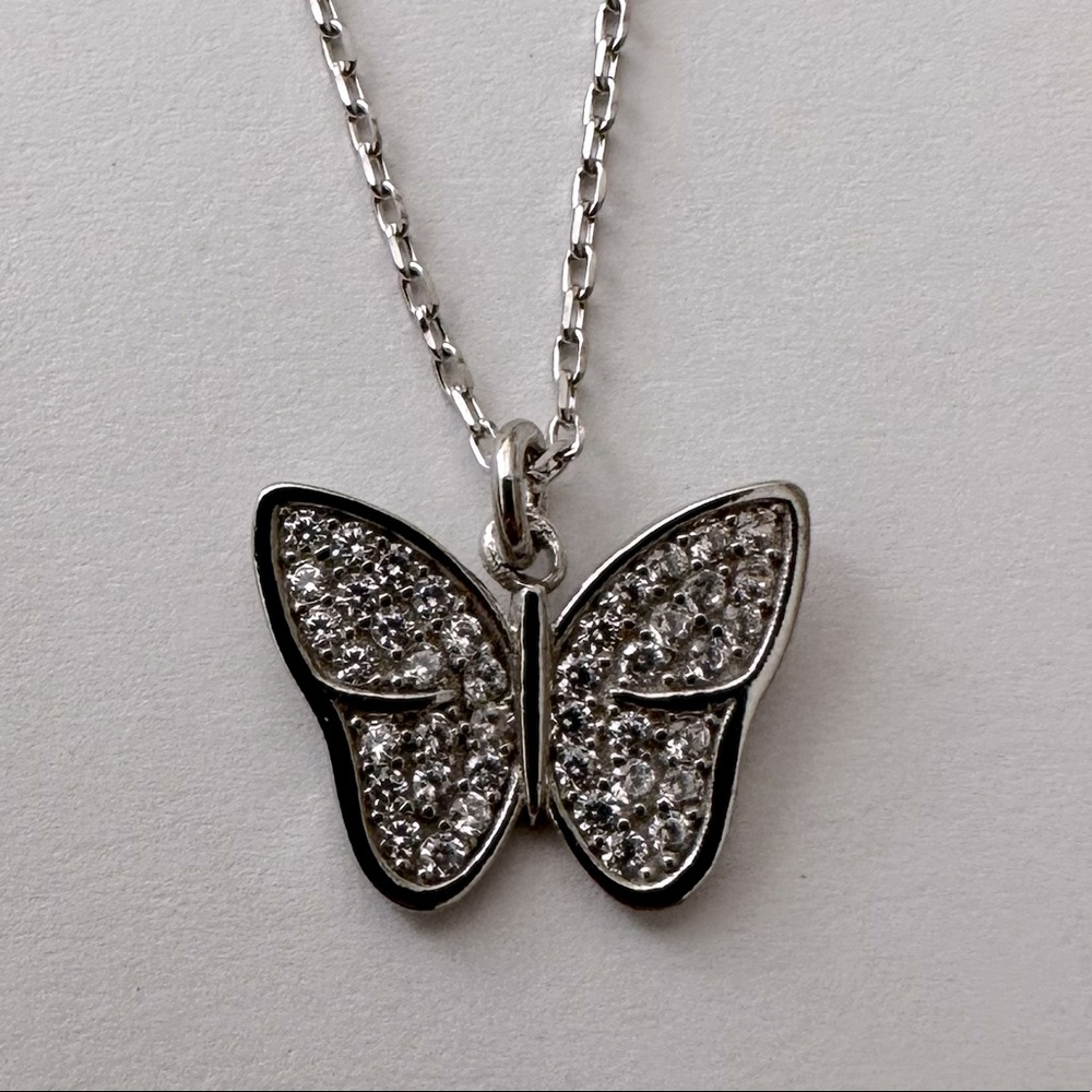 925 Sterling silver butterfly necklace cz cubic zirconia stones